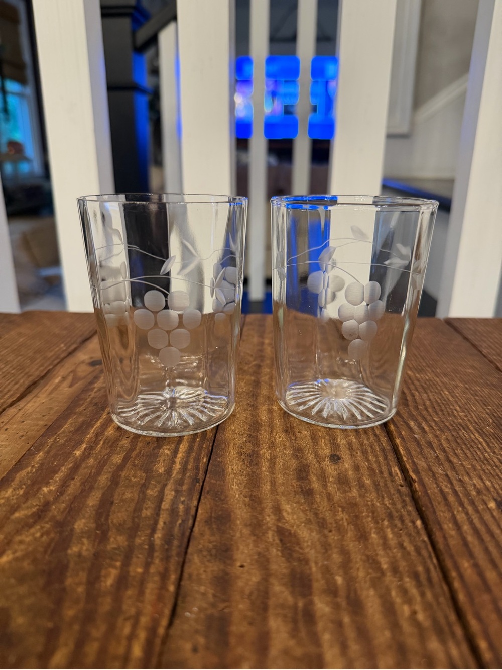 Elegant Vintage Farmhouse Etched Grape Glass Tumblers - Clear (Set of 2)